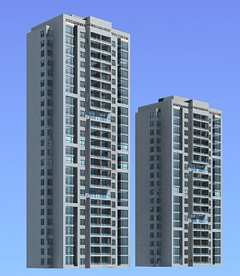 柱形高層住宅建筑3D模型